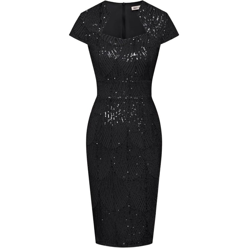 Vintage Floral Cocktail Dress Cap Sleeve Retro Vintage Pencil Dress